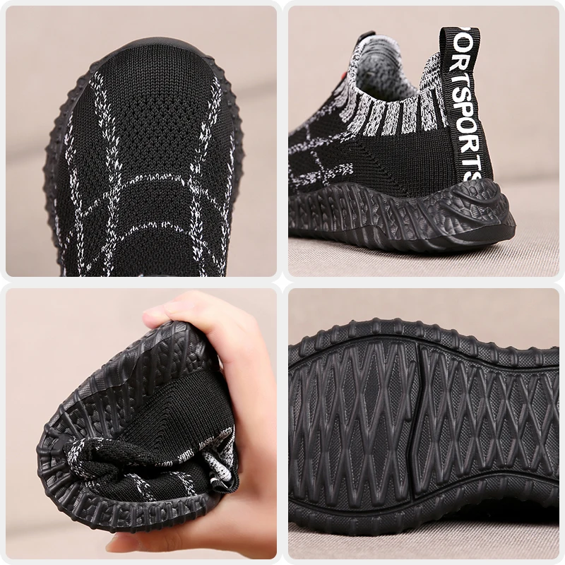 

Miqieer Spring Children Running Sports Shoes Fashion Knit Air Mesh Kids Sneakers Soft Bottom Non-slip Boys Girls Casual Shoes