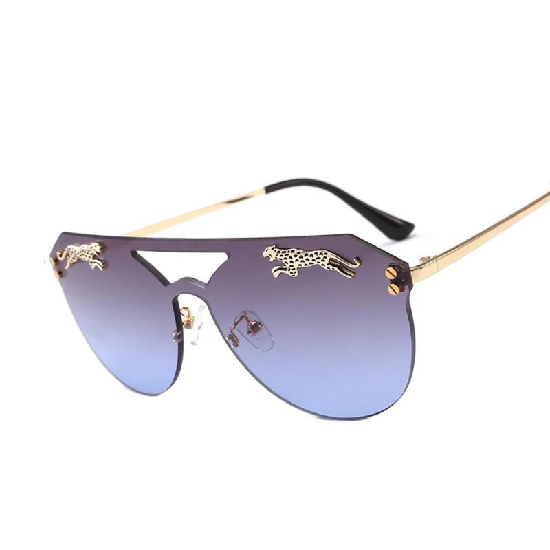 VMESR Big Flat Frame Rimless Sunglasses Women Sexy Leopard Ladies Shades New 2020 Sun Glasses Female UV400 Protection | Аксессуары для