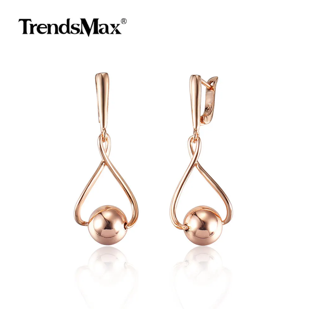 Серьги-подвески Trendmax с бусинами женские гладкие Висячие ювелирные украшения из