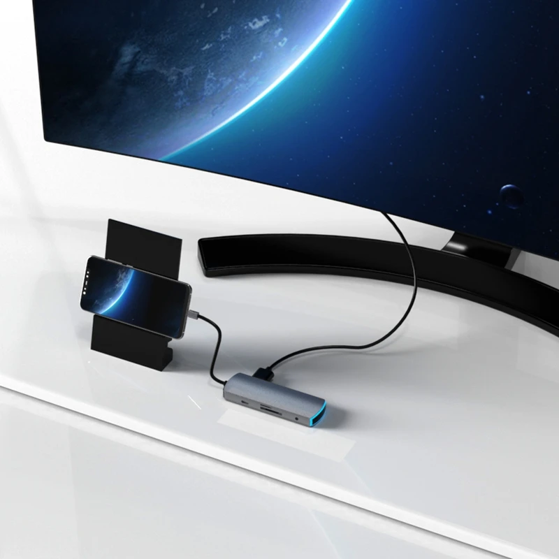 USB C концентратор адаптер 8 в 1 с 3 портами 0 и SD/TF кардридер o Jack PD Быстрая зарядка для