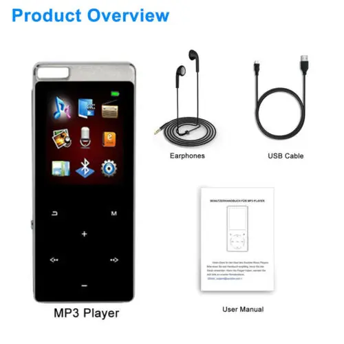 

Bluetooth MP3 Player Speaker Built-in Speaker Hifi Metal Portable Walkman with Fm Radio Recording Touch Key 1.8 Inch Screen