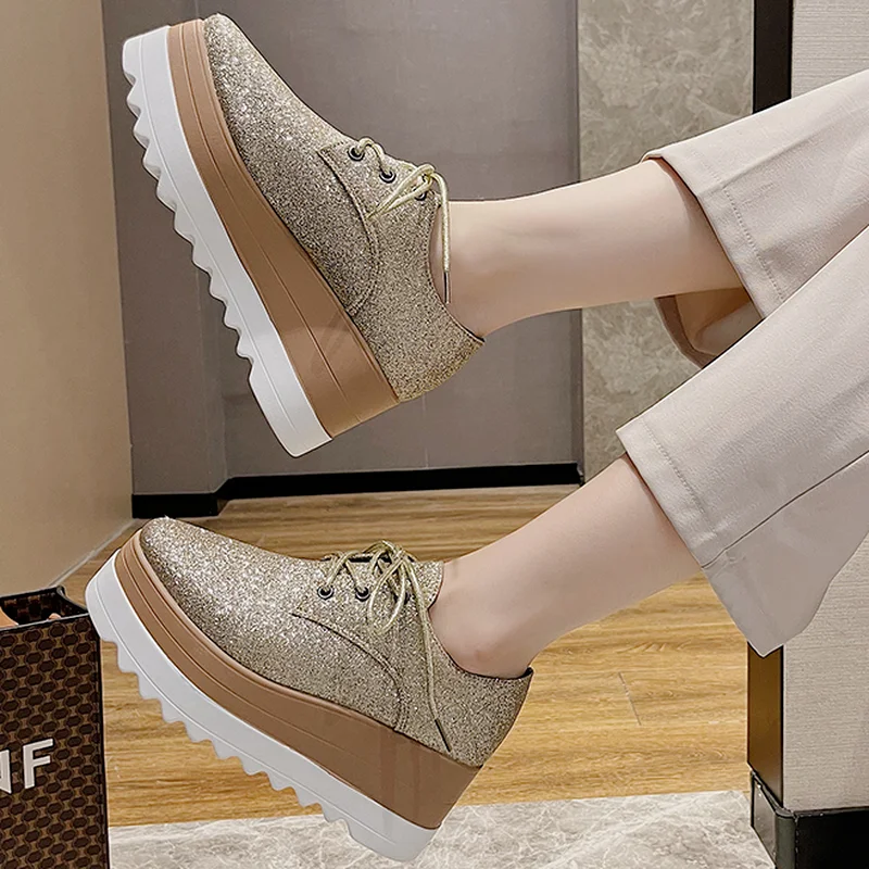 

Женские полуботинки на толстой подошве, мокасины без застежек, повседневные туфли на плоской платформе, весна-осень 2022