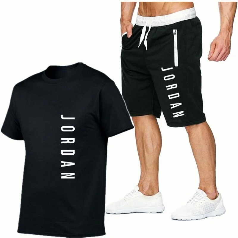 

2021 Summer New Trend Men's Personalized Fashion Printing Jordan Short-Sleeved T-shirt Mens Sports Suits Casual Short Tracksuit