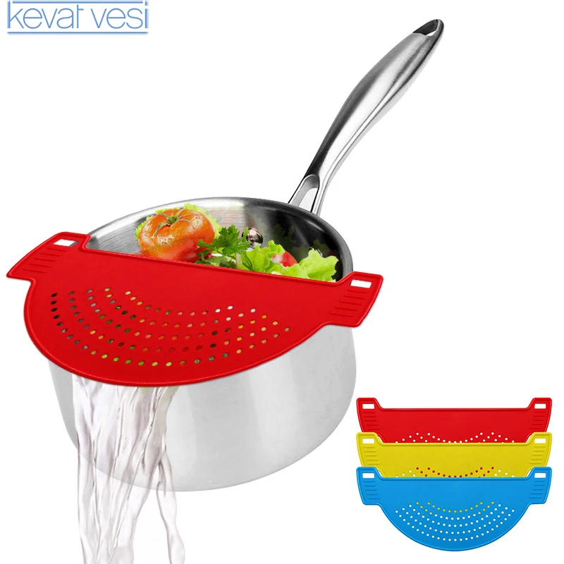 

Practical Colander Rice Wash Sieve Noodles Spaghetti Pot Clip Strainer Fruit Vegetable Tools Cleaning Strainers Kitchen Gadgets