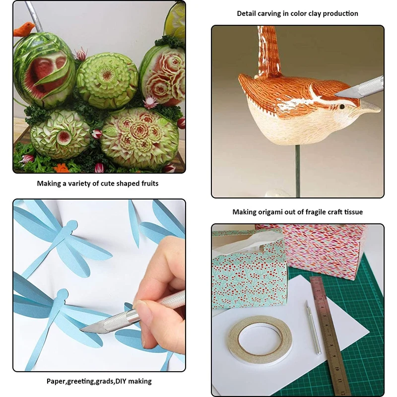 

102 Pcs Art Carving Knife 2 Pcs Knife Upgrade Precision Carving Craft Knife Hobby Knife with 100 Pcs Blades for Cutting