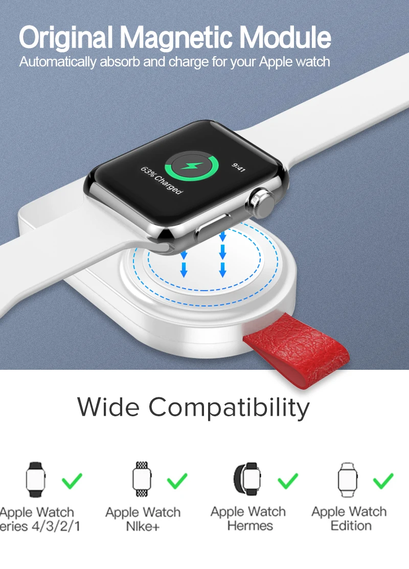 Беспроводное зарядное мини-устройство WK для Apple Watch Series 4 3 2 1 портативное быстрое магнитное зарядное устройство USB без зарядного кабеля быстрая зарядка док-станция
