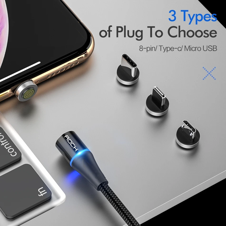 Магнитный кабель ROCK 2M 5A Micro usb type C для iPhone 7 XS samsung S8 Быстрая зарядка магнитные кабели для мобильных телефонов