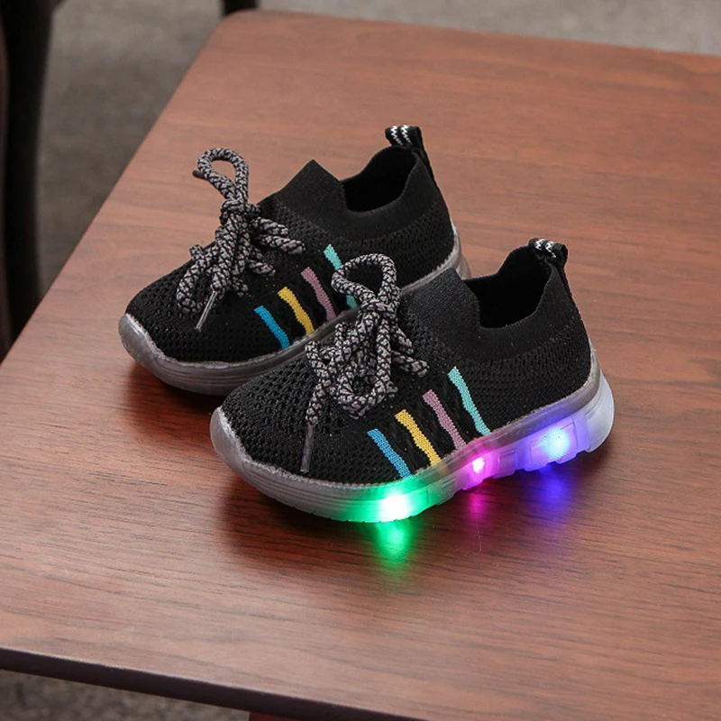 

Детские светящиеся вязаные кроссовки, детская обувь со светодиодной подсветкой, весна-осень 2022, сетчатая обувь для маленьких мальчиков, дет...