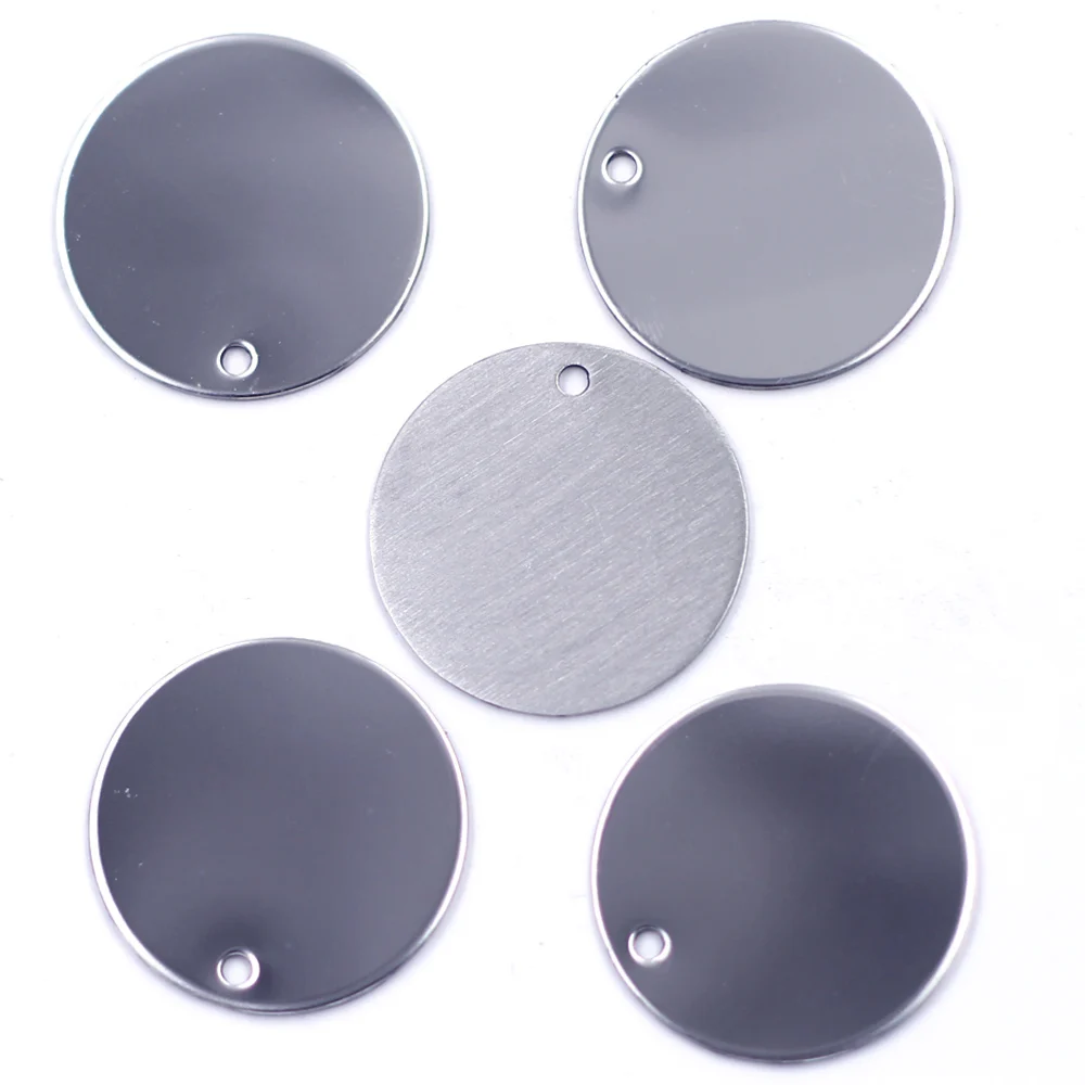 

10Pcs Pendants Stainless Steel Blank Stamping Dog Tags Silver Tone For Charms Necklaces Jewelry DIY Findings 30mm Dia(1 1/8")