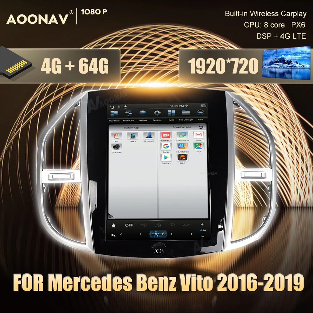 

Автомагнитола 2din на android, мультимедийный плеер для Mercedes Benz Vito 2016-2019, автомобильный сенсорный экран, GPS-навигация, Стерео Авторадио