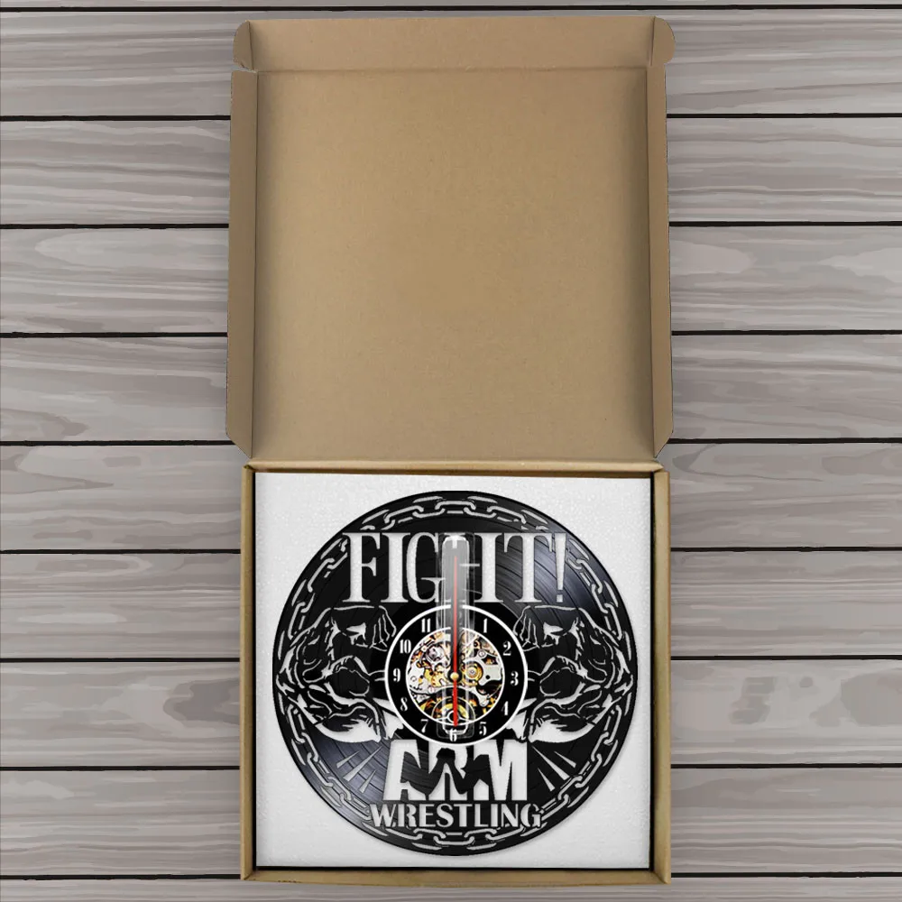 Виниловые настенные часы для боевой борьбы тренажерного зала Подвесные спорт
