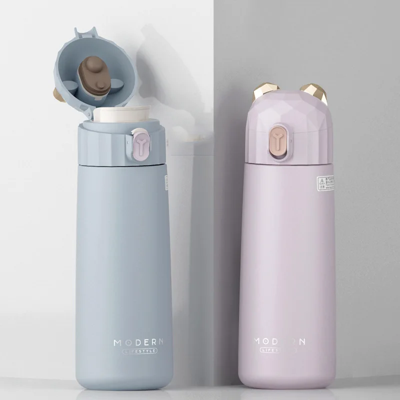 Милый рога Медведь с двойными стенками из нержавеющей стали вакуумная колба