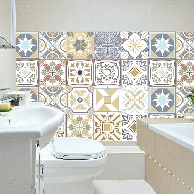 Ретро мозаика настенная наклейка плитка для ванной линия талии кухонный клей