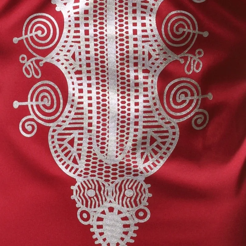 

Traditional Bazin Riche Dashiki for Men Ethnic Printed Hot Stamping Long Sleeve Tshirt Africa Man Wax Tshirt Tops African