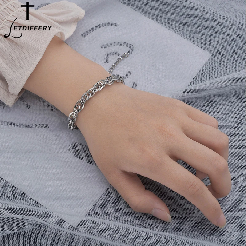 Letdiffery мода новый браслет из нержавеющей стали с круглым, цепочка с крупными серебристыми Цвет простой Стиль женские вечерние ювелирных изделий подарка на день рождения подарки