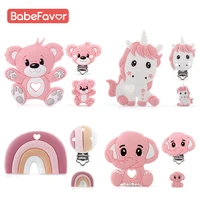 baby chew teether clip bead silicone food grade cartoon animals rodent teethers clips beads diy pacifier clip dummy holder chain