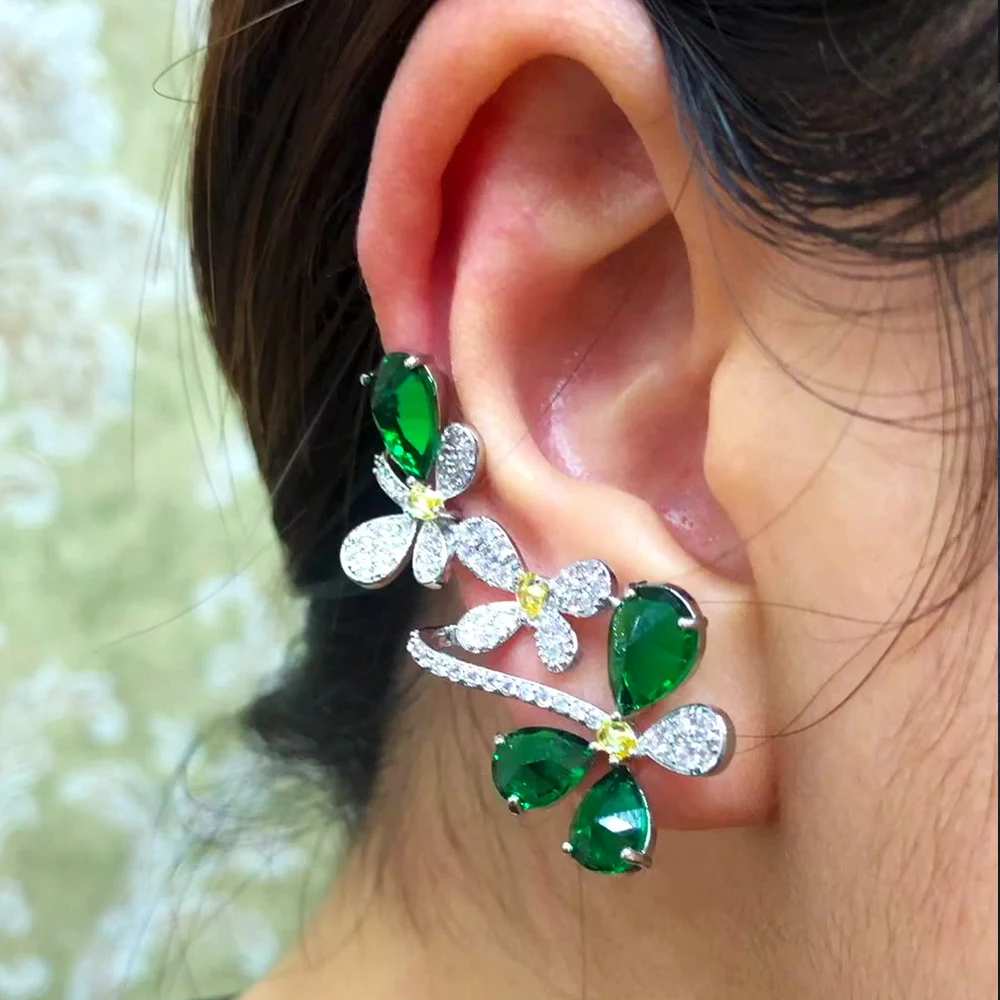 

missvikki Retro Trendy Flower Earrings Full Mirco Paved Cubic Zircon Naija Dubai Wedding Ear jewelry High End Jewelry