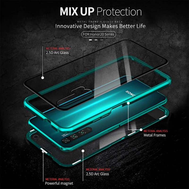 Магнитный металлический чехол для Xiaomi Redmi Note 7 8 Pro K20 Pro для Xiaomi 9T 9 Pro 5G 8 6X A2 CC9E A3 двустороннее закаленное стекло