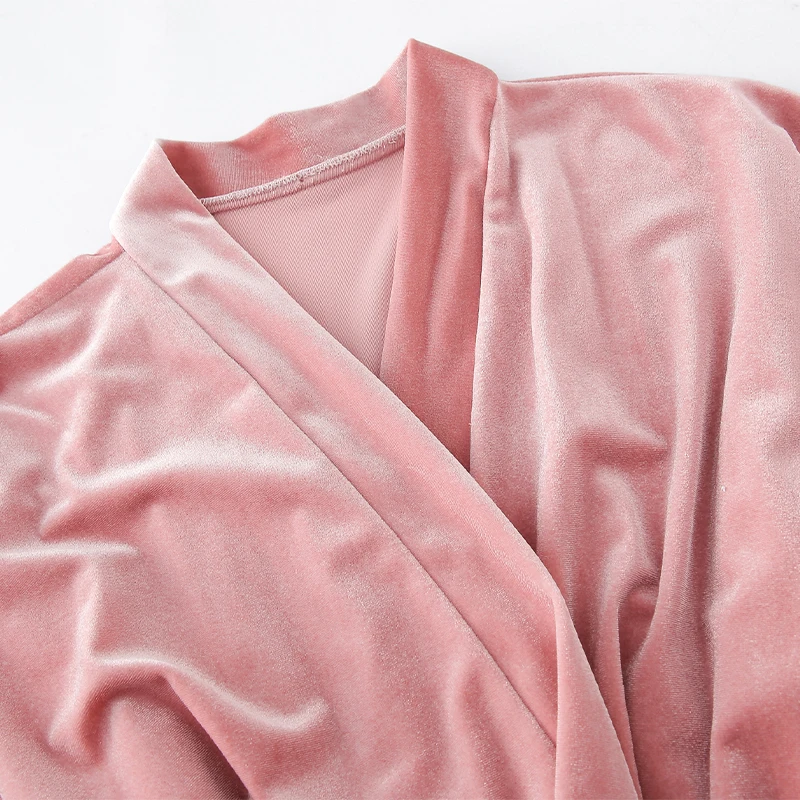 Velvet Robe Wedding Bathrobe For Women Bride Bridesmaid Kimono Robes Bath Robes Autumn Winter solid velvet kimono robe