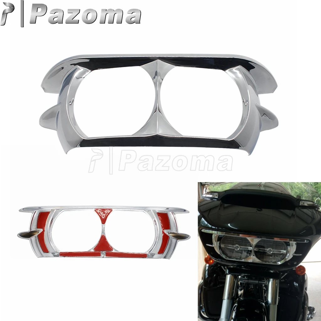 

Dual Head Light Motorcycle Trim Bezel Scowl Cover ABS Front Headlight Fairing for Harley Touring Road Glide 2015-2020 2019 2018