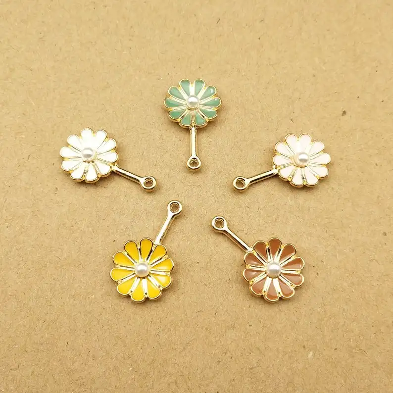 

10pcs 15x26mm enamel flower charm for jewelry making fashion charm earring pendant bracelet charms