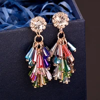 sinleery boho multicolor earrings yellow gold silver color blue cubic zirconia earrings for women hot sale jewelry es878 ssb