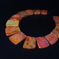 15pcs orange impression jaspers top drilled trapezoid slab beadsocean sediment emperor stone graduated necklaces trendy jewelry