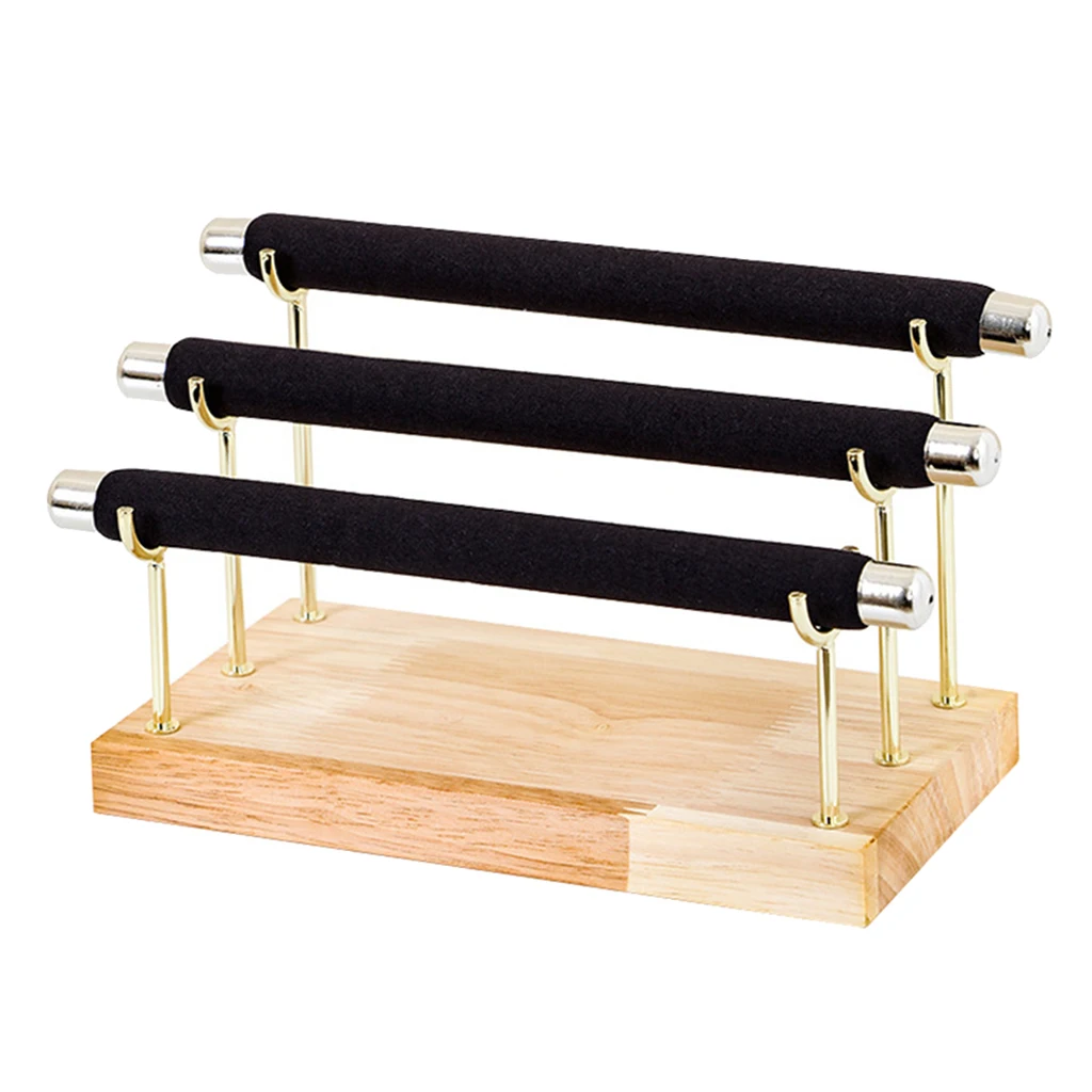 

Velvet 3 Tier T-Bar Jewelry Display Stand Necklace Bangle Bracelet Organizer Watch Display Rack for Women Men Girl
