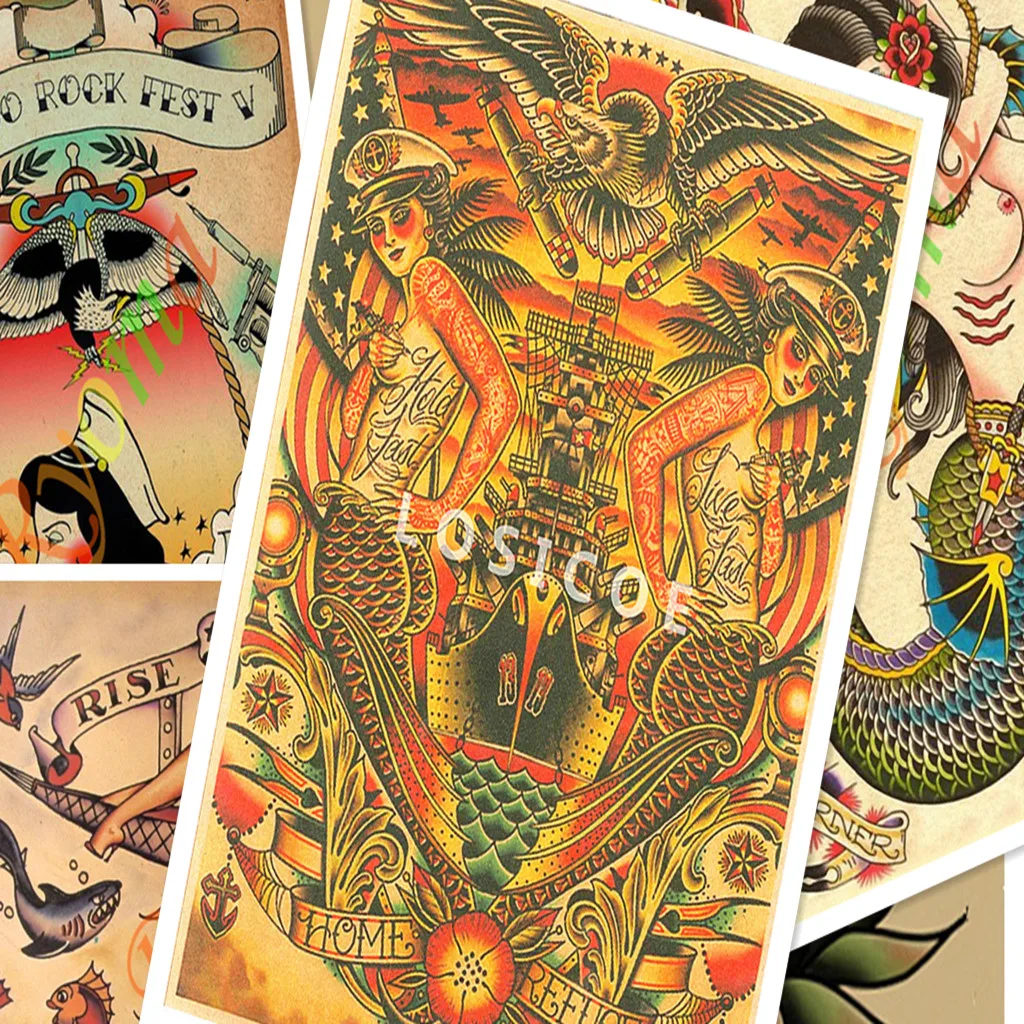 Творческий татуировки узор рукопись Винтаж крафт Бумага плакат настенные