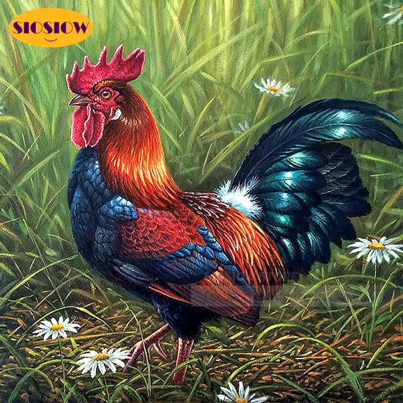 

Алмазная живопись 5D «сделай сам», Набор для вышивки крестиком, алмазная вышивка с курицей, 3D полноразмерная мозаика в виде петуха с животным...