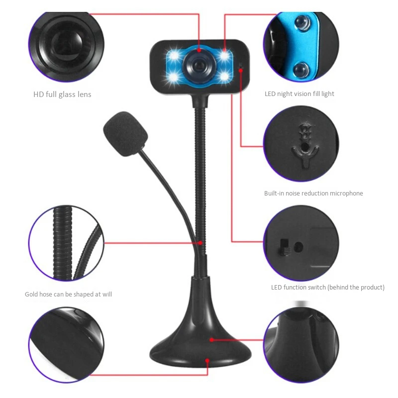 LED High-Definition Webcam Desktop or Notebook with Microphone Live Broadcast Home Video USB Drive-Free Camera | Компьютеры и офис