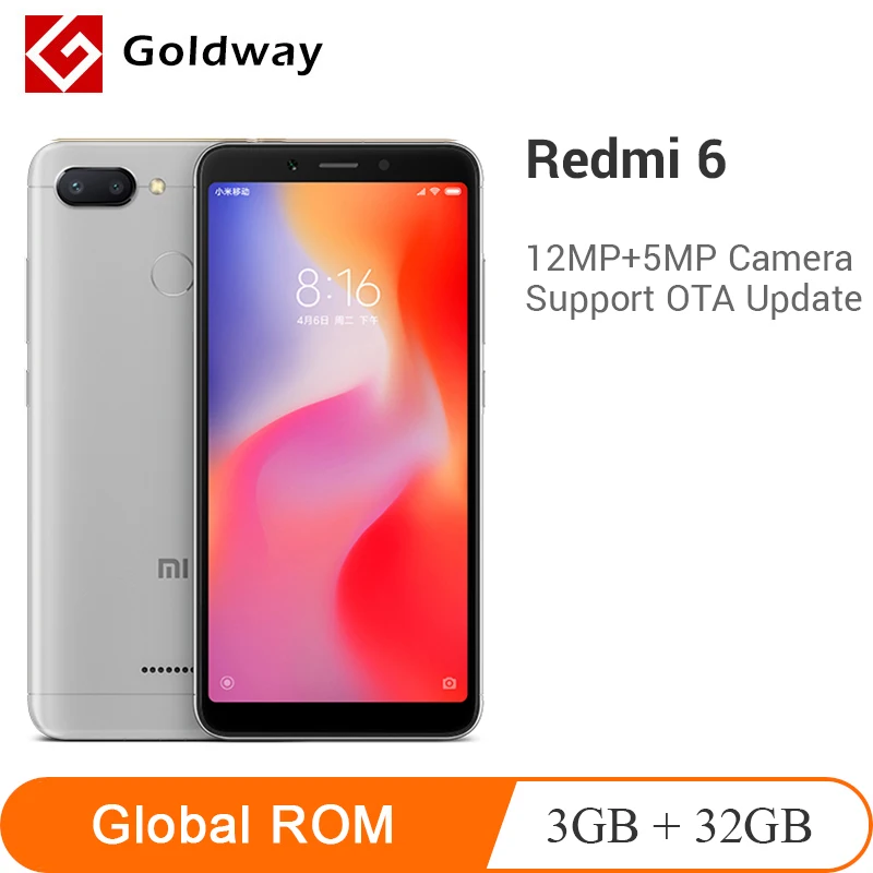 Смартфон Xiaomi Redmi 6 глобальное прошивки 3 ГБ ОЗУ 32 ПЗУ восьмиядерный процессор Helio P22