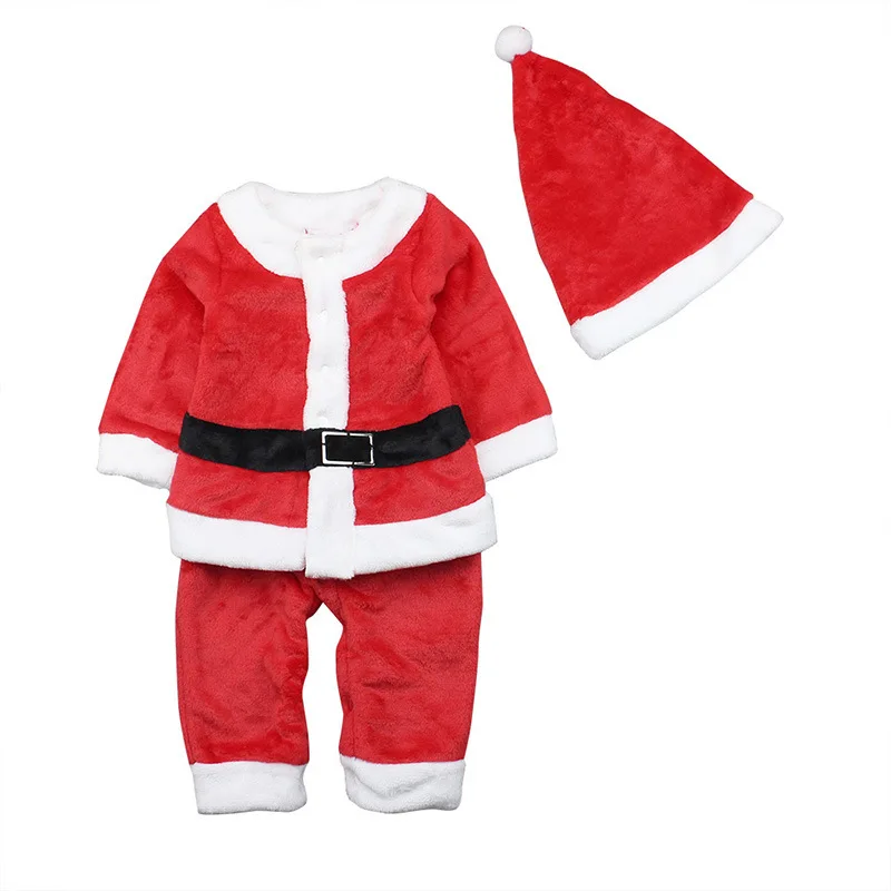 

Christmas Hat Dress Cloth Children Christmas Cosplay Costume Jumpsuit Suit baby boy girl Xmas party dress children kid clothes