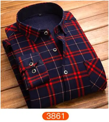 Демисезонный Мужская горошек Slim Fit с длинным рукавом толстые рубашки красный решетки платье цветочный мужской Повседневное плед Для мужчин рубашка флис - Цвет: 3861