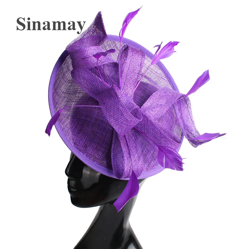 champagne Fancy Feather Women Sinamay Hat bow Kentucky Derby Fascinator Wedding Party Cocktail Occasion Headband Mom's Gift |
