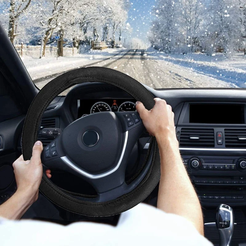 Рулевое колесо с подогревом 12 В, автомобильные рулевые Чехлы, теплые автомобильные рулевые защитные рукава, костюм для рулевого колеса 14,5 дюйма