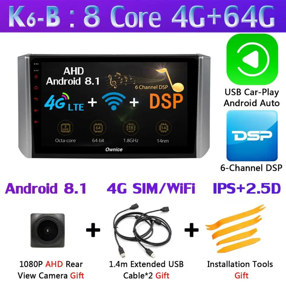K6-B-CarPlay " 1Din 360 ° панорамный автомобильный dvd-плеер на основе Android для Mitsubishi Xpander gps Радио Стерео ADAS DSP CarPlay 4G LET - Цвет: K6-B-CarPlay