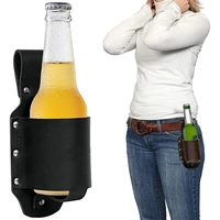 classic beer holster pu leather beer holster cowboy style waist beverage holder can soda belt drink bag travel outdoor backyard