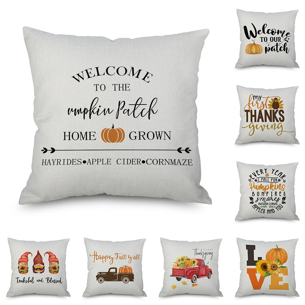 

Fall Pumpkin Pillowcase Thanks Giving Day Office Home Decor Cunshion Cover for Sofa Car Pillowcase Throw Pillow Cover 45x45cm