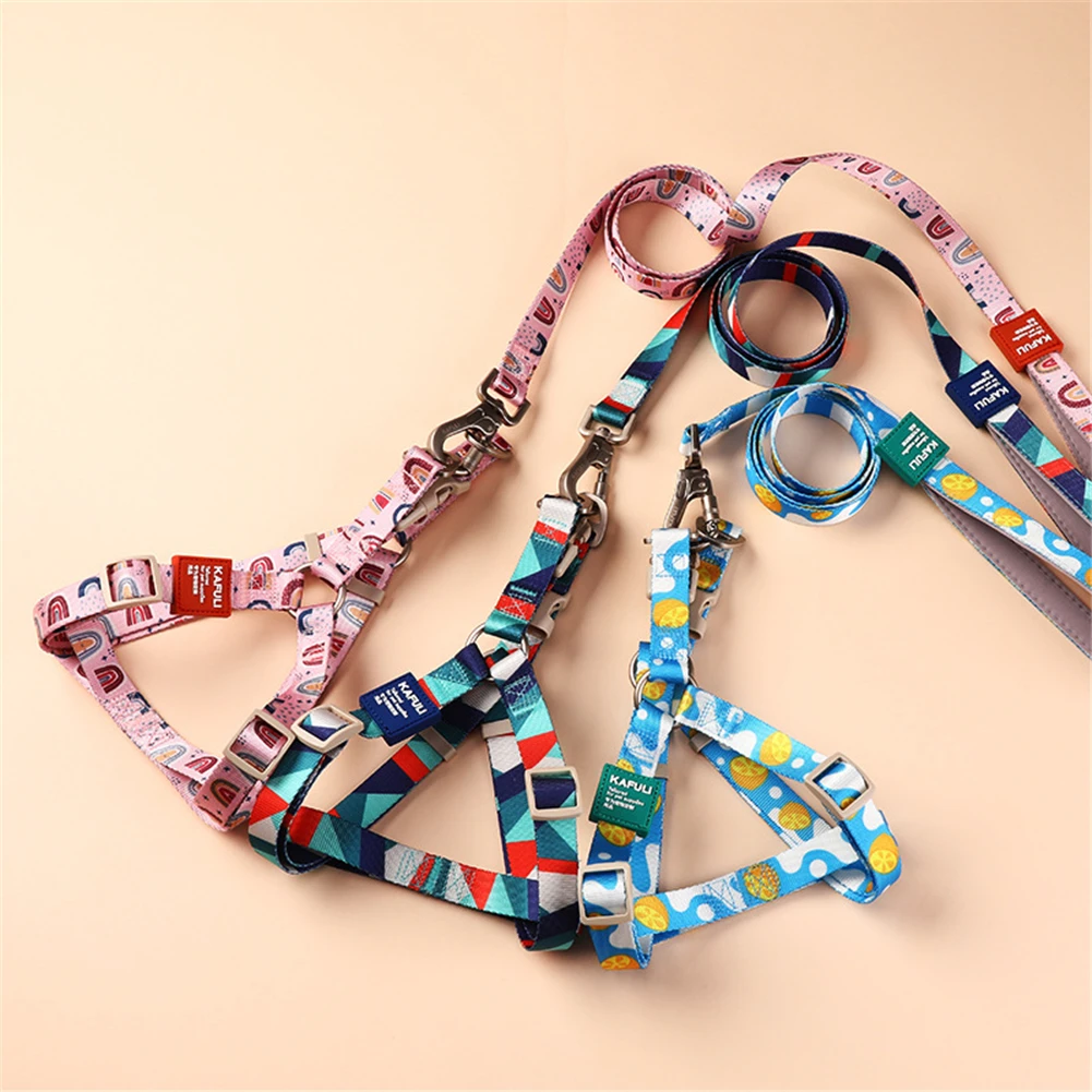

Pet Dog Print Harness and Leash Set Chihuahua Fashion Harness for Small Dogs Adjustable Vest Collar Puppy Walking Traction Rope