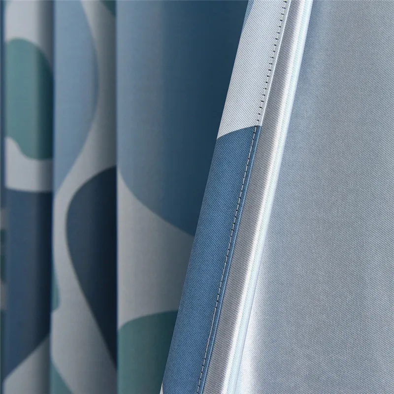 Blue Cobblestone Printed Curtains Shading Fabrics for Living Room Modern Yellow Blackout Curtains Water Ripple Curtain WP419#20
