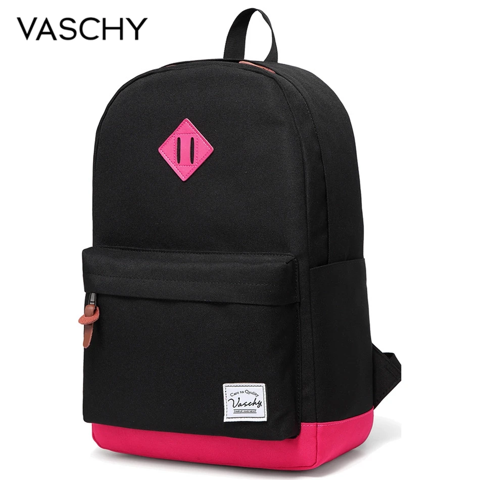Black and Pink Рюкзак для мужчин и женщин VASCHY унисекс классический водостойкий школьный рюкзак 14 дюймов ноутбук для подростка - Цвет: Black and Pink