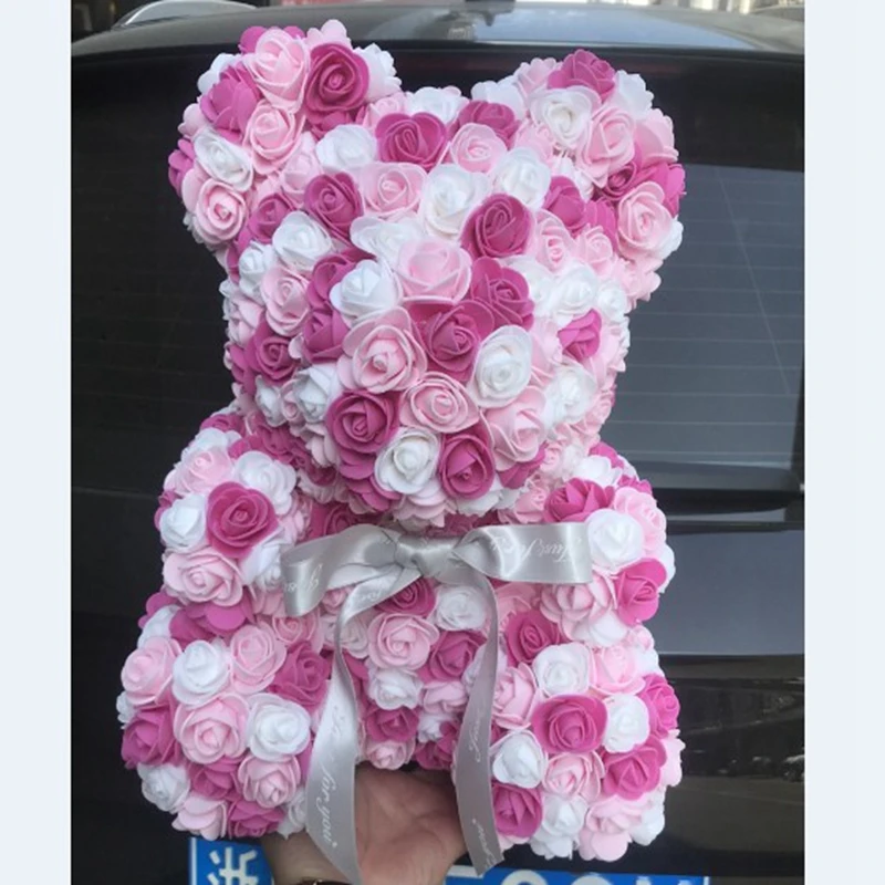 Подарок на день Святого Валентина 40 см Роза плюшевый медведь роза искусственный