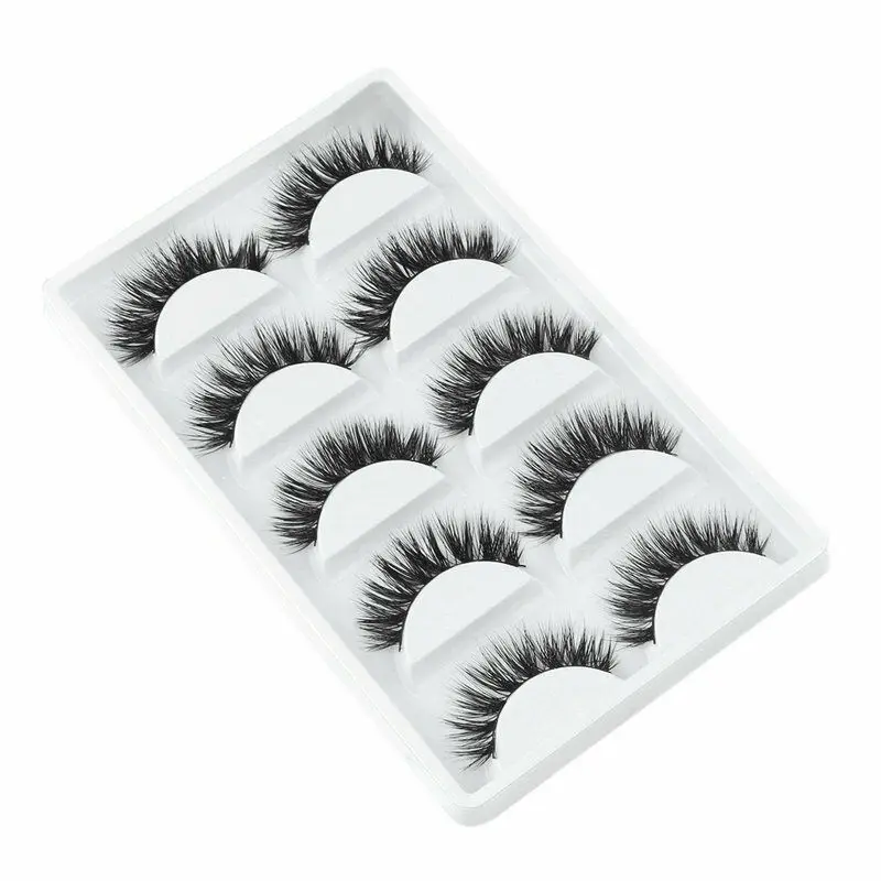 Набор объемных ресниц из норки 5 пар натуральные густые длинные мягкие Роскошные