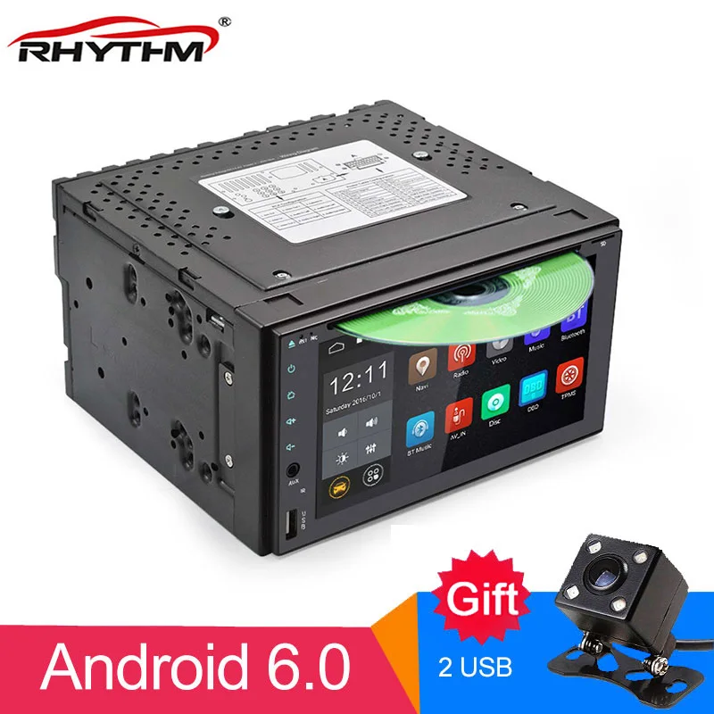 Автомобильный DVD-радиоприемник 2Din универсальный Android 6 0 четырехъядерный стерео RDS