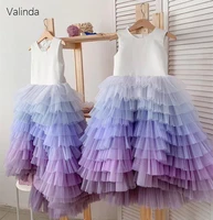 heart back girl dress for birthday party ombre tiered tulle skirt formal occasion pageant gowns kids costume