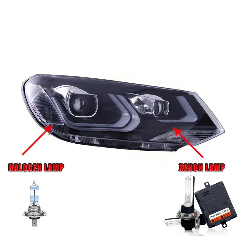 2 шт. светодиодный фары для VW Touareg 2011- светодиодный автомобильный фонарь ангельские глазки ксенон HID комплект Противотуманные фары светодиодный дневные ходовые огни - Цвет: Halogen HighBeam