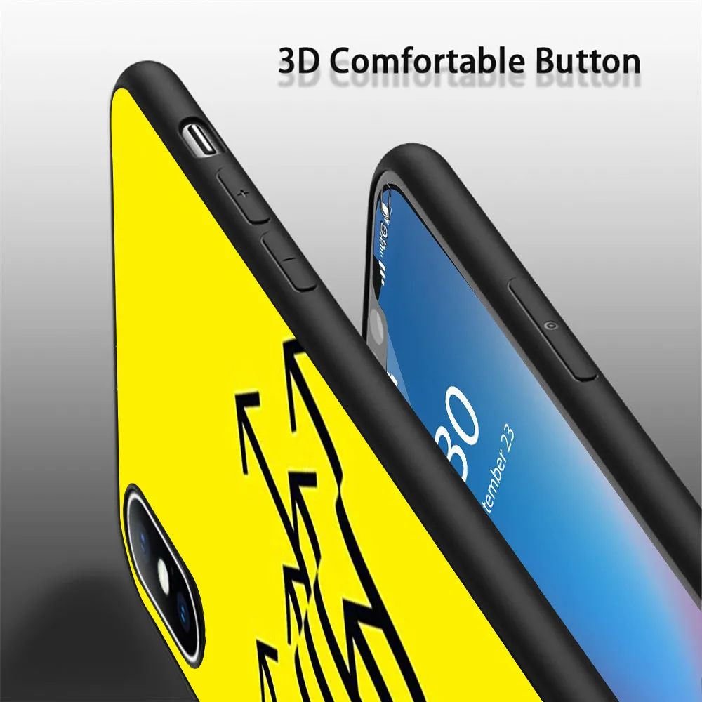 Чехол с желтой стрелкой и черным мягким силиконовым чехлом для iPhone 11 Pro Max X 5S 6 6S XR XS