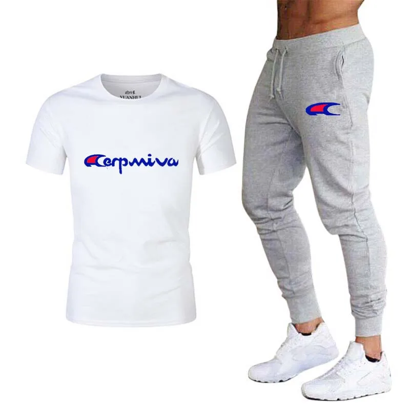 &quotЛетняя мужская повседневная спортивная одежда из двух предметов брендовая с