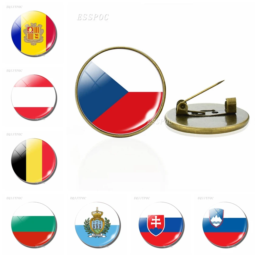 Латунная брошь с Европейским флагом заколка для стран Германии Франции